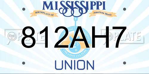 812AH7 Mississippi License Plate