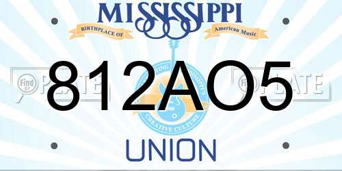 812AO5 Mississippi License Plate