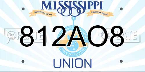 812AO8 Mississippi License Plate