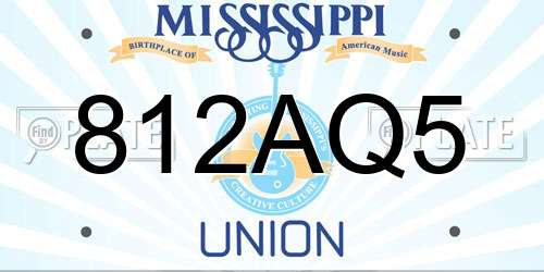 812AQ5 Mississippi License Plate