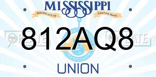 812AQ8 Mississippi License Plate
