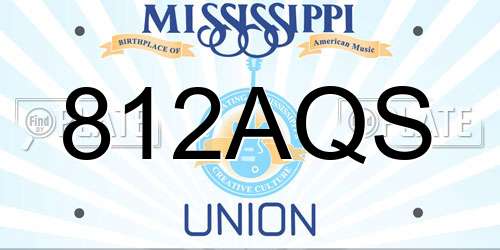 812AQS Mississippi License Plate