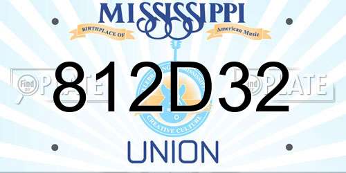 812D32 Mississippi License Plate