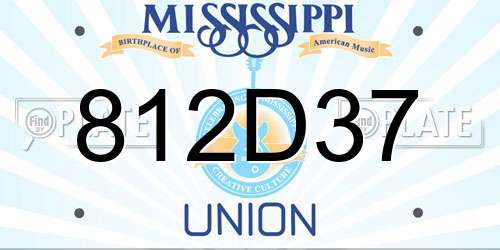 812D37 Mississippi License Plate