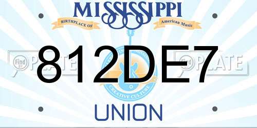 812DE7 Mississippi License Plate