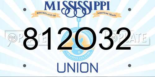 812O32 Mississippi License Plate