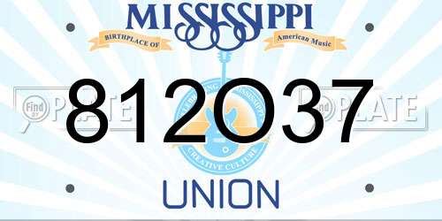 812O37 Mississippi License Plate