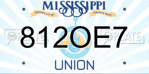812OE7 Mississippi License Plate