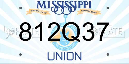 812Q37 Mississippi License Plate