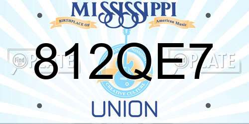 812QE7 Mississippi License Plate