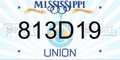 813D19 Mississippi License Plate