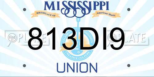 813DI9 Mississippi License Plate