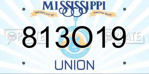 813O19 Mississippi License Plate