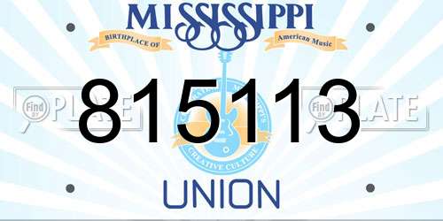 815113 Mississippi License Plate