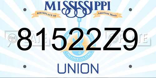 81522Z9 Mississippi License Plate