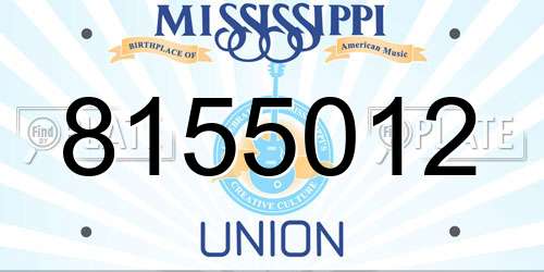 8155012 Mississippi License Plate