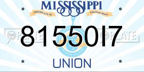 81550I7 Mississippi License Plate