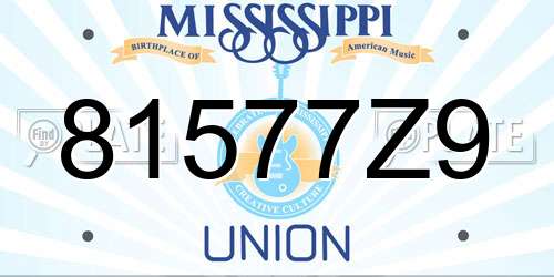 81577Z9 Mississippi License Plate