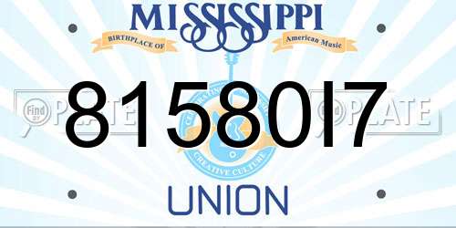 81580I7 Mississippi License Plate