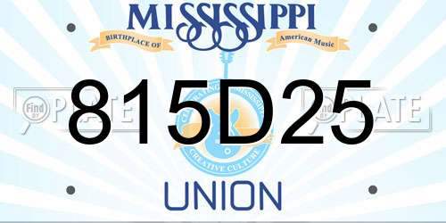 815D25 Mississippi License Plate