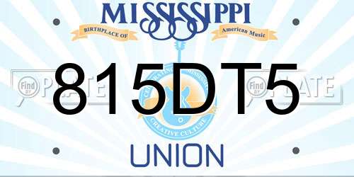815DT5 Mississippi License Plate