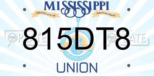 815DT8 Mississippi License Plate