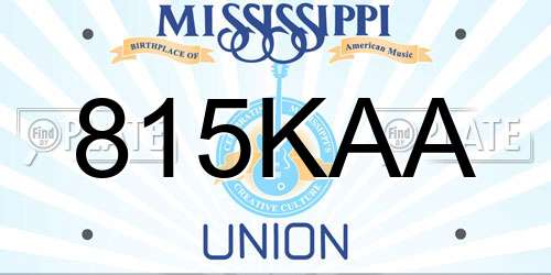 815KAA Mississippi License Plate