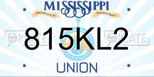 815KL2 Mississippi License Plate
