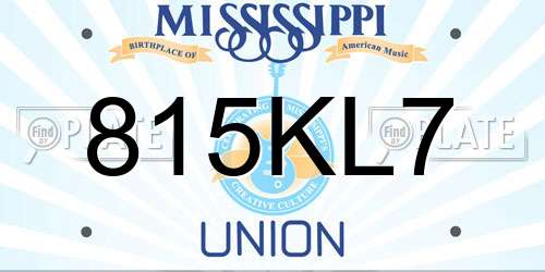 815KL7 Mississippi License Plate