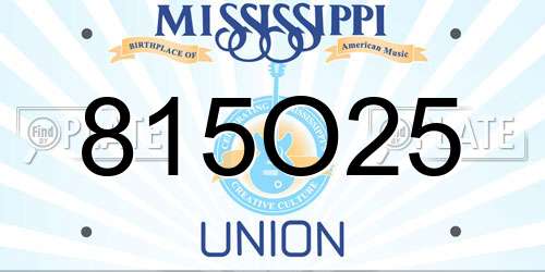 815O25 Mississippi License Plate