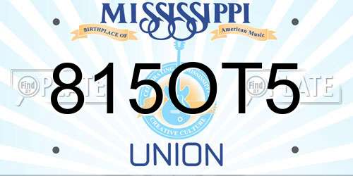 815OT5 Mississippi License Plate