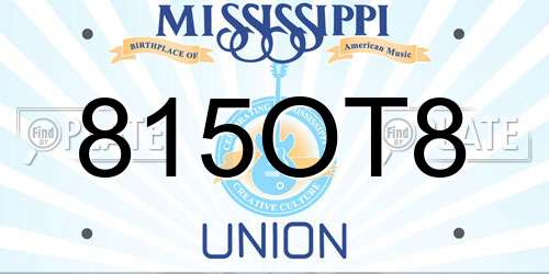 815OT8 Mississippi License Plate
