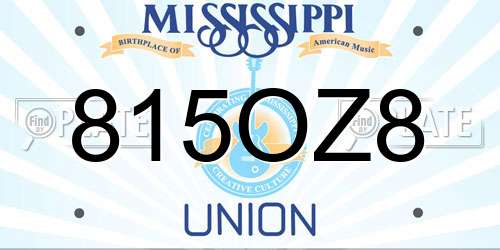815OZ8 Mississippi License Plate