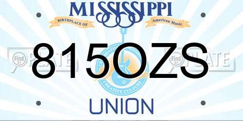815OZS Mississippi License Plate