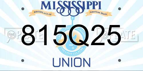 815Q25 Mississippi License Plate