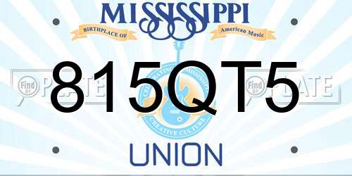 815QT5 Mississippi License Plate
