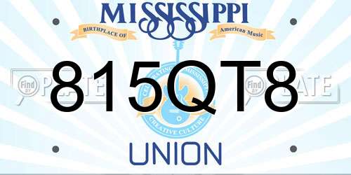 815QT8 Mississippi License Plate