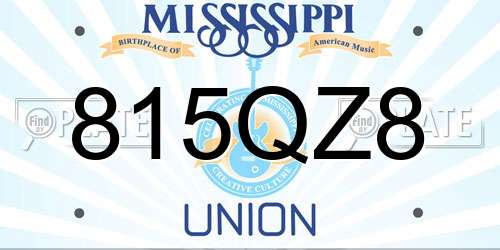815QZ8 Mississippi License Plate