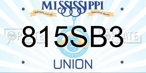 815SB3 Mississippi License Plate