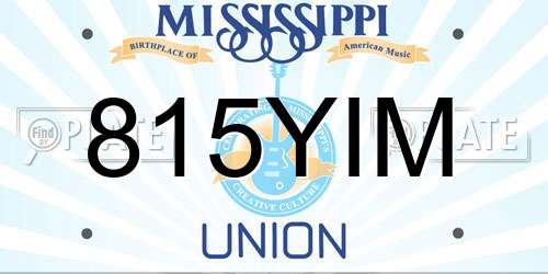 815YIM Mississippi License Plate