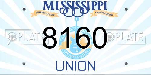 8160 Mississippi License Plate