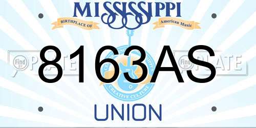 8163AS Mississippi License Plate