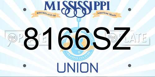 8166SZ Mississippi License Plate
