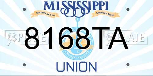 8168TA Mississippi License Plate