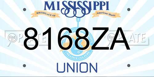 8168ZA Mississippi License Plate