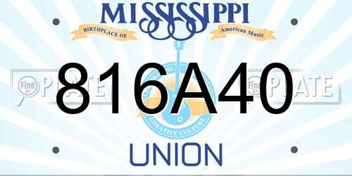 816A40 Mississippi License Plate