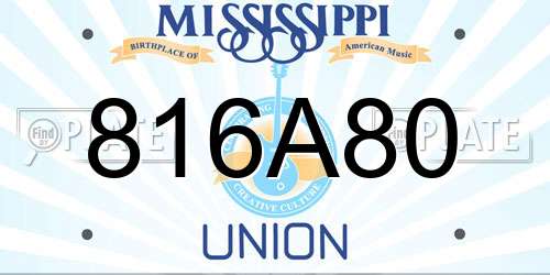 816A80 Mississippi License Plate