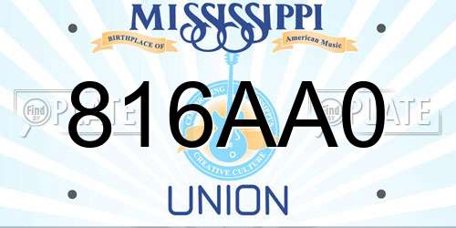 816AA0 Mississippi License Plate