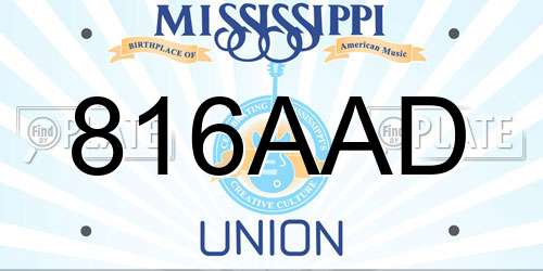 816AAD Mississippi License Plate