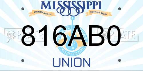 816AB0 Mississippi License Plate